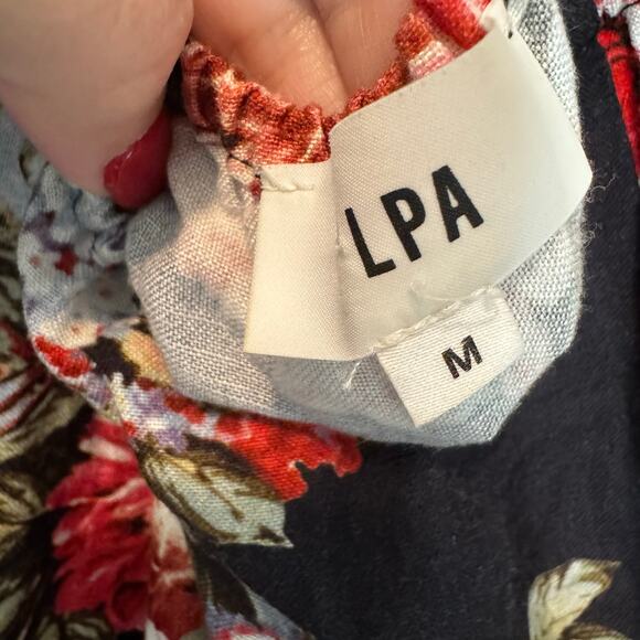 LPA Floral Ruffled‎ Sleeve Off Shoulder Thong Bodysuit Medium - Picture 3 of 8